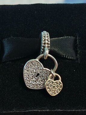 Authentic Pandora Love Locks Charm – 791807CZ Sterling Silver & 14K Gold